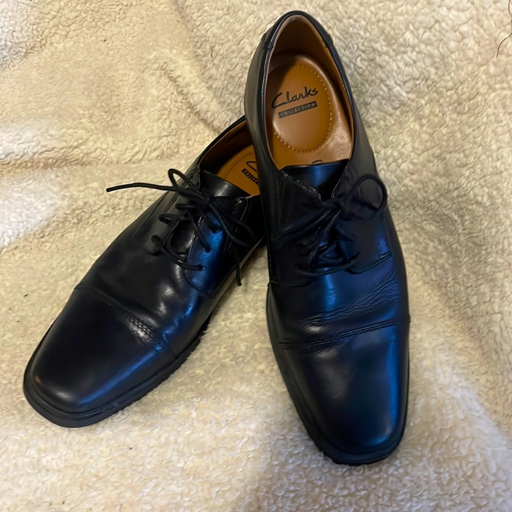 Clarks Collection Mens Black Leather Oxford Shoes US 13 Ortholite Insole Comfort